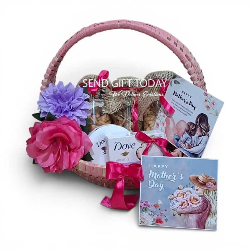 Pink Premium Dry Fruit & Dove Luxury Gift Basket