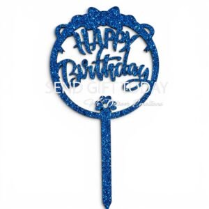 blue happy birthday topper