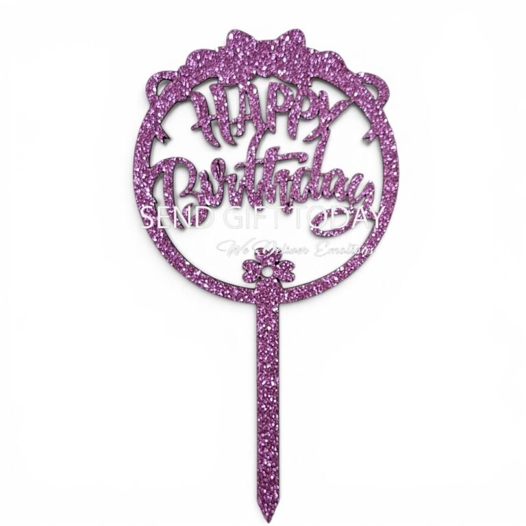 Pink happy birthday topper