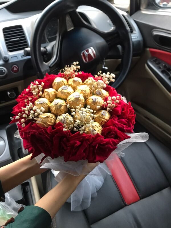 Rose Bouquet with Ferrero Rocher Chocolates